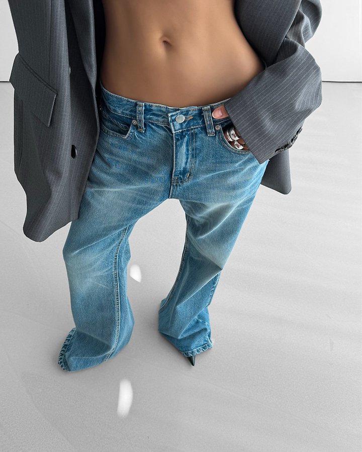 Paper Moon - Korean Women Fashion - #womensfashion - Classic Flared Denim Blue Jeans - 6