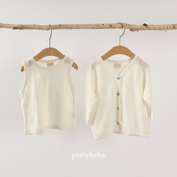 Party Kids - Korean Baby Fashion - #babyclothing - Linen Cardigan Set - 6