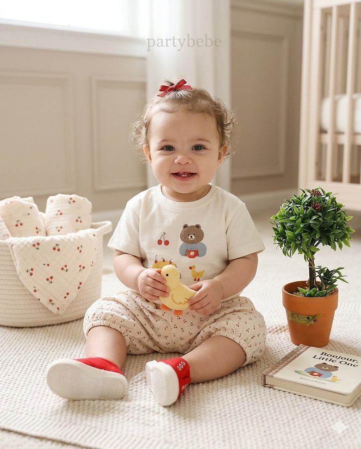 Party Kids - Korean Baby Fashion - #babyfever - Cherry Pants - 2