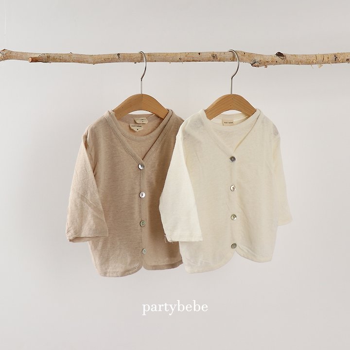 Party Kids - Korean Baby Fashion - #babyfever - Linen Cardigan Set - 8