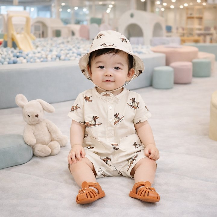 Party Kids - Korean Baby Fashion - #babylifestyle - Board Suit Set (with Bucket Hat) - 2