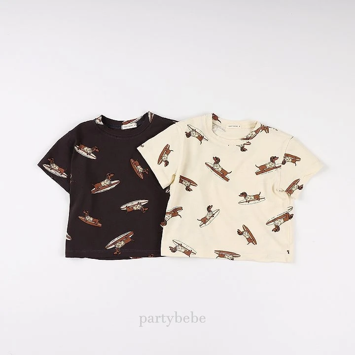 Party Kids - Korean Baby Fashion - #babyoutfit - Puppy Board Tee