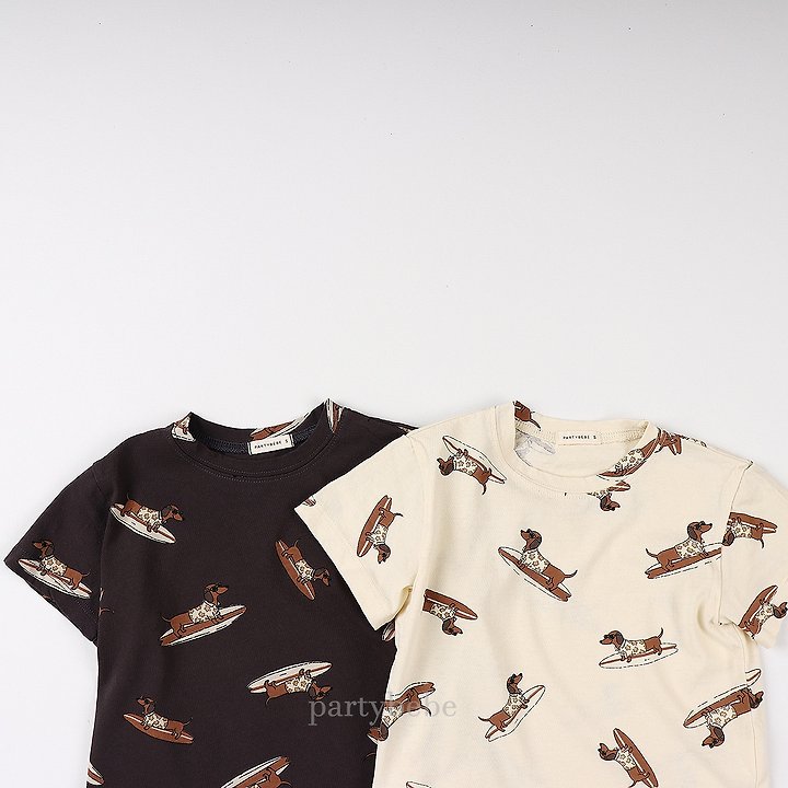 Party Kids - Korean Baby Fashion - #babyoutfit - Puppy Board Tee - 2