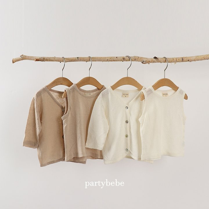 Party Kids - Korean Baby Fashion - #onlinebabyboutique - Linen Cardigan Set