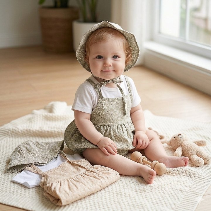 Party Kids - Korean Baby Fashion - #smilingbaby - Bebe Chouchou Set (with Bucket Hat) - 7