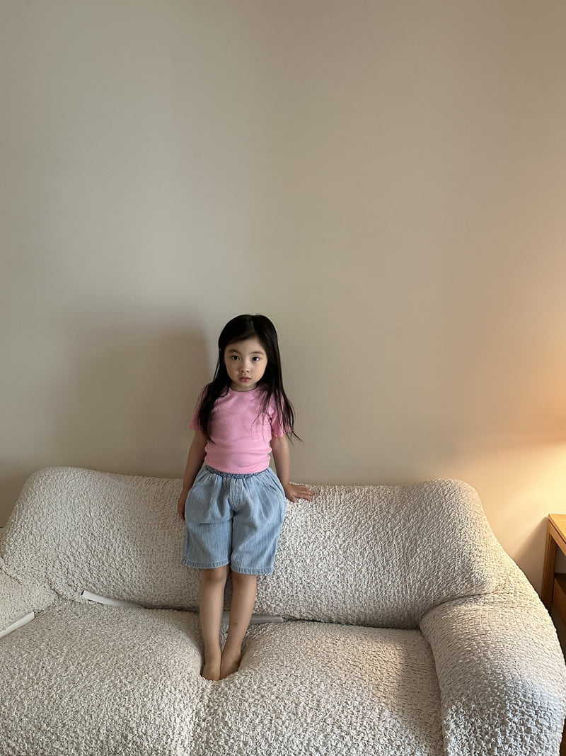 Pepper - Korean Children Fashion - #designkidswear - Soft Denim Shorts - 6