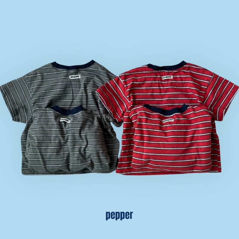 Pepper - Korean Children Fashion - #prettylittlegirls - Stripe Short Sleeve Tee