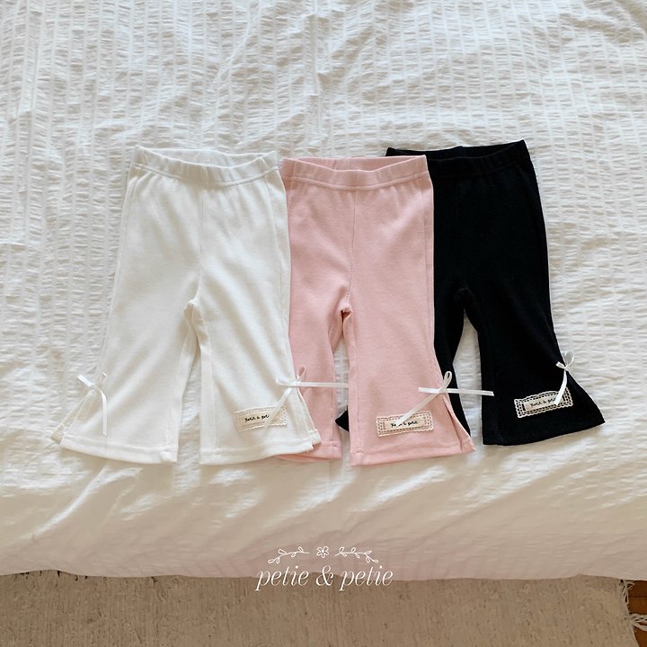 Petit & Petit - Korean Children Fashion - #childofig - Ribbed Ribbon Flare Pants - 2