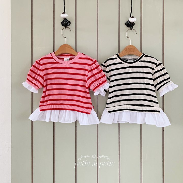 Petit & Petit - Korean Children Fashion - #childrensboutique - Nine Stripe Frill Sweatshirt - 7
