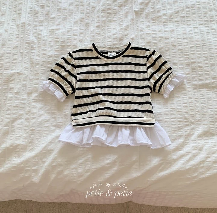 Petit & Petit - Korean Children Fashion - #discoveringself - Nine Stripe Frill Sweatshirt - 9