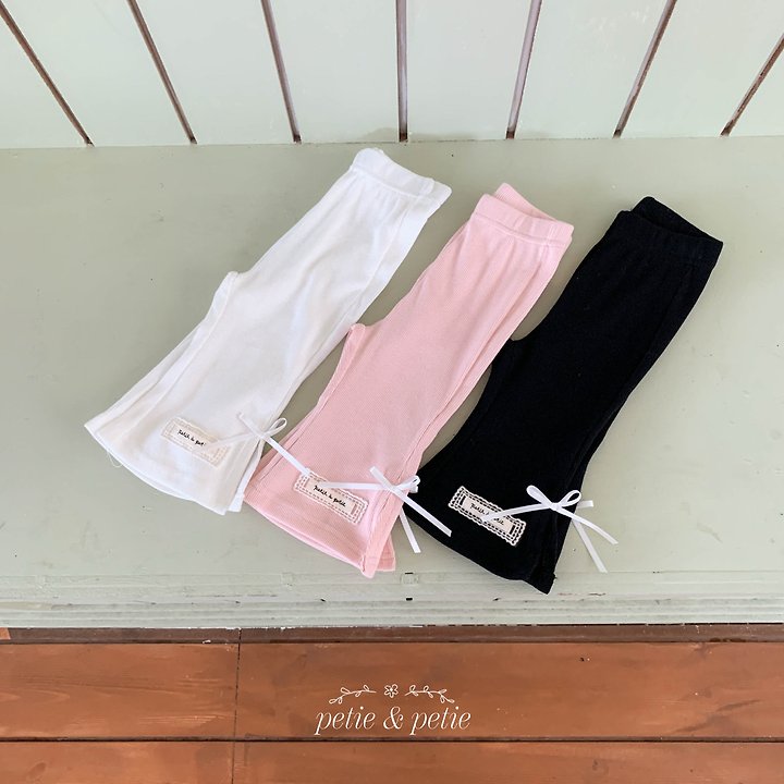 Petit & Petit - Korean Children Fashion - #discoveringself - Ribbed Ribbon Flare Pants - 6