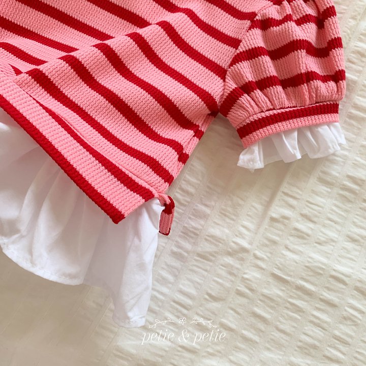 Petit & Petit - Korean Children Fashion - #fashionkids - Nine Stripe Frill Sweatshirt - 10
