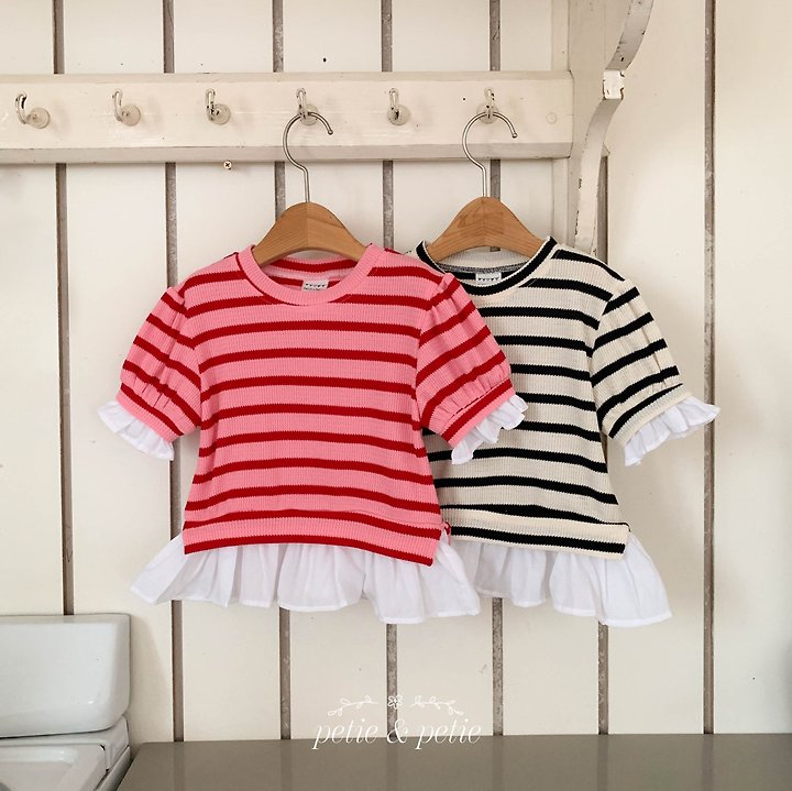 Petit & Petit - Korean Children Fashion - #kidsshorts - Nine Stripe Frill Sweatshirt - 11