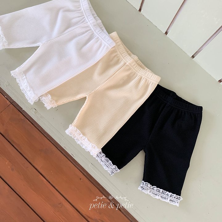 Petit & Petit - Korean Children Fashion - #kidsshorts - 5-Length Ribbed Lace Leggings - 5