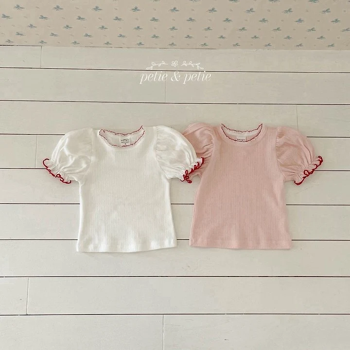 Petit & Petit - Korean Children Fashion - #kidsshorts - Eyelet Tee