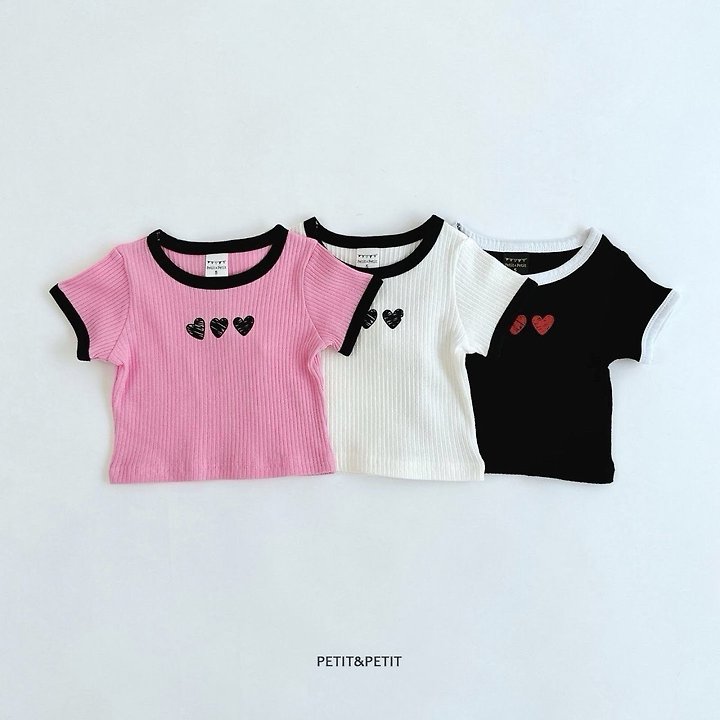 Petit & Petit - Korean Children Fashion - #kidsstore - Heart Crop Tee
