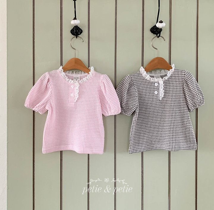 Petit & Petit - Korean Children Fashion - #minifashionista - Check Puff Tee - 7