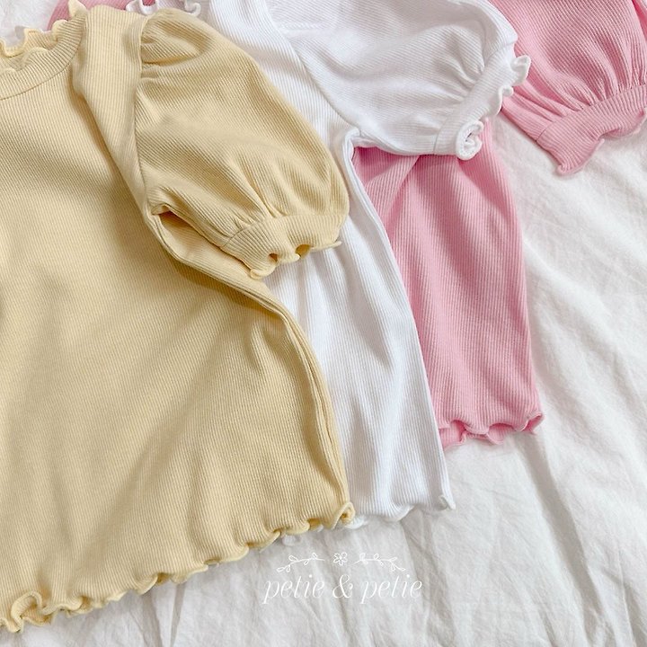 Petit & Petit - Korean Children Fashion - #todddlerfashion - Puff Ribbed Tee - 6