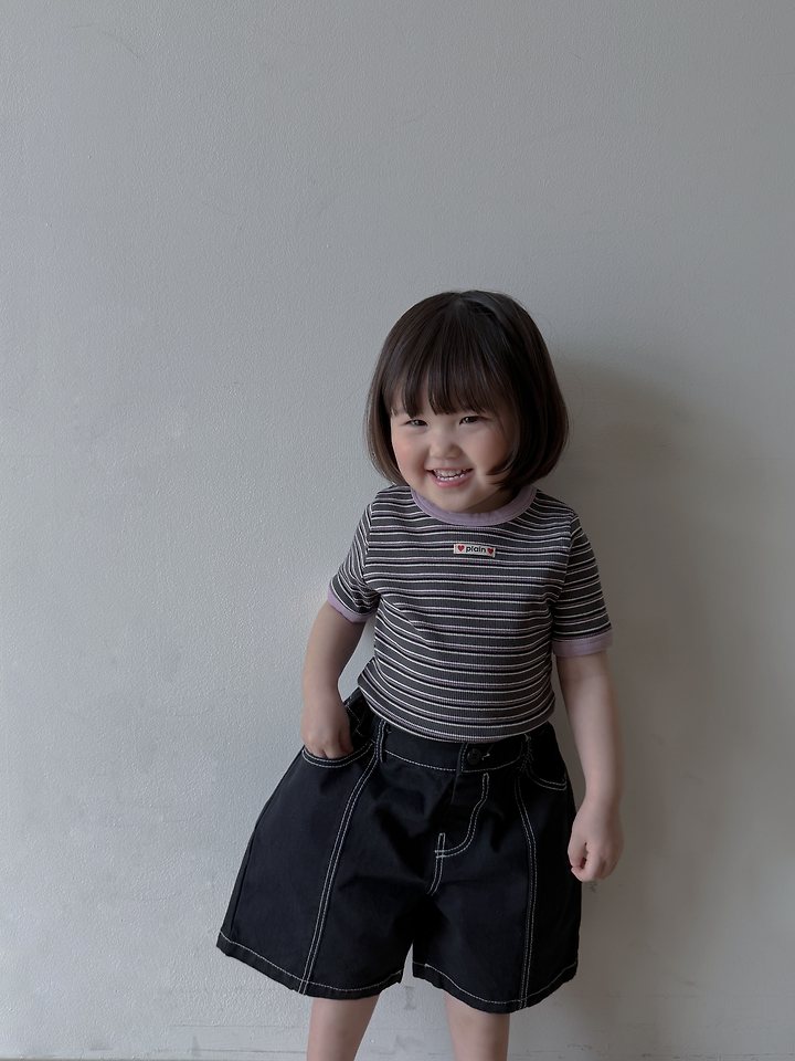 Plain - Korean Children Fashion - #childofig - Stitch Bermuda Pants - 12