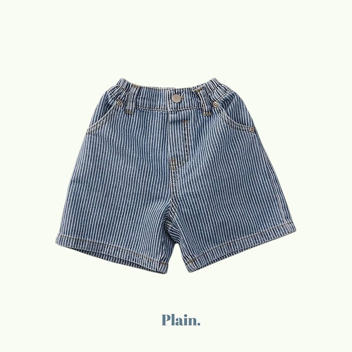 Plain - Korean Children Fashion - #childrensboutique - Coni Stripe Denim Shorts