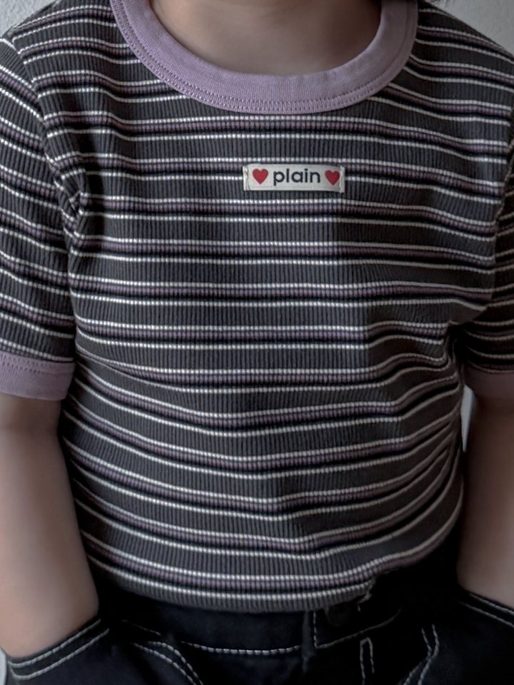 Plain - Korean Children Fashion - #kidsshorts - Stripe Ringer Tee - 12