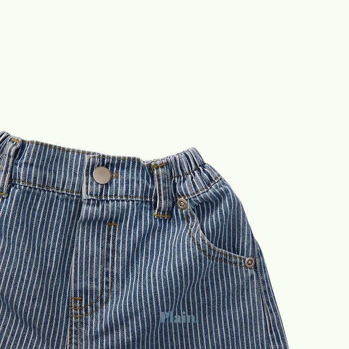 Plain - Korean Children Fashion - #kidsshorts - Coni Stripe Denim Shorts - 5