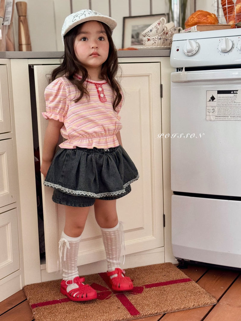 Poisson - Korean Children Fashion - #Kfashion4kids - Striped Puff Tee - 6