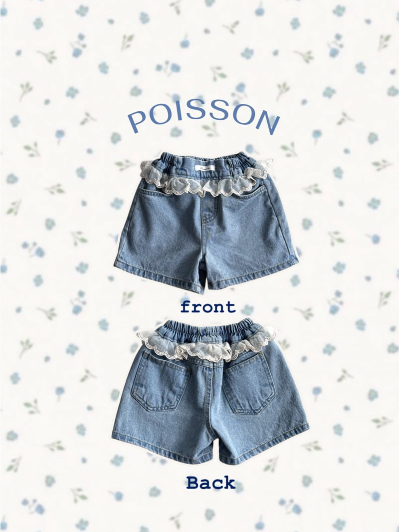Poisson - Korean Children Fashion - #kidzfashiontrend - Lala Lace Shorts Denim - 4