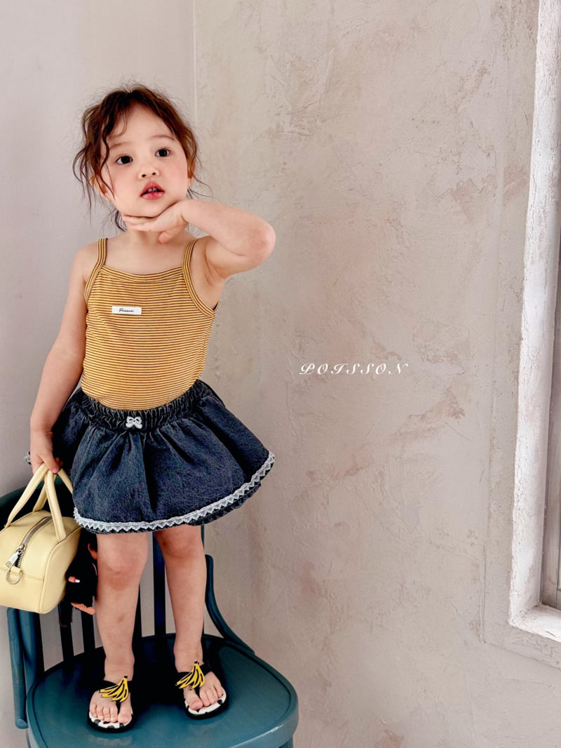 Poisson - Korean Children Fashion - #childrensboutique - Black Denim Skirt Pants - 3