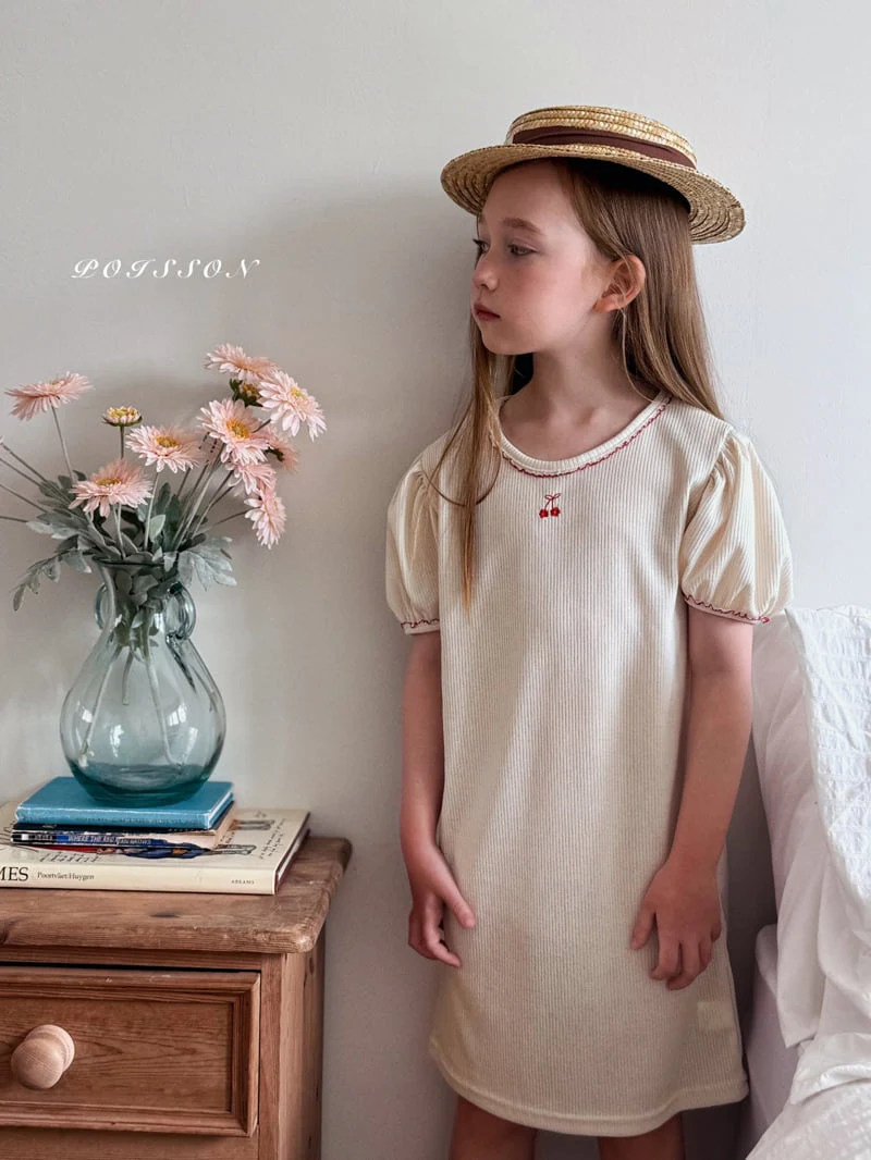 Poisson - Korean Children Fashion - #childrensboutique - Cherry Puff One-piece