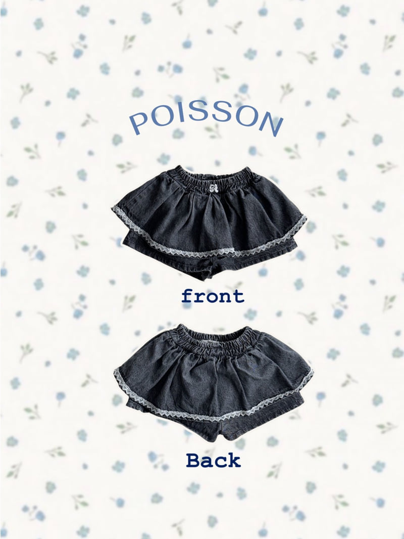 Poisson - Korean Children Fashion - #childrensboutique - Black Denim Skirt Pants - 4