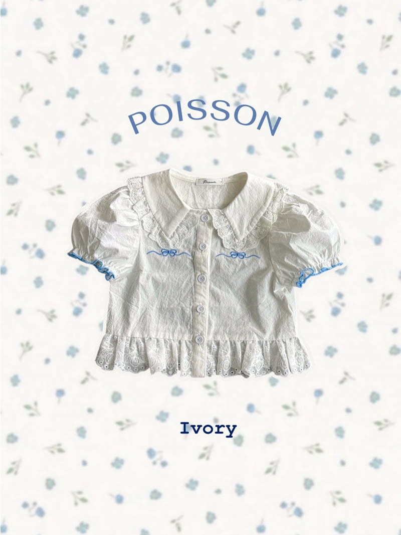 Poisson - Korean Children Fashion - #kidsstore - Ribbon Embroidery Blouse - 3