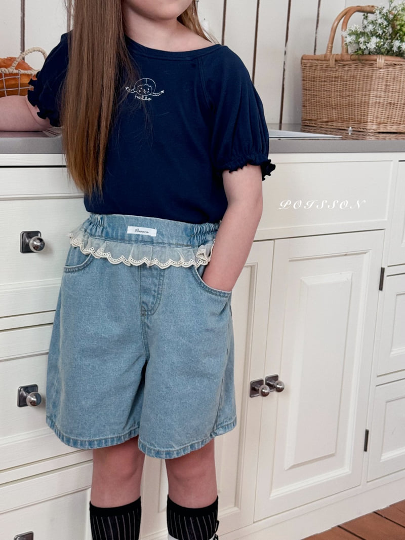 Poisson - Korean Children Fashion - #kidsstore - Lala Lace Shorts Denim - 2