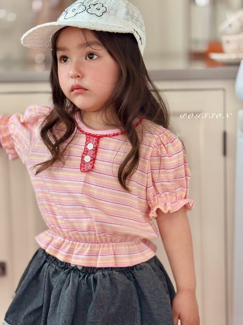 Poisson - Korean Children Fashion - #kidzfashiontrend - Striped Puff Tee - 5