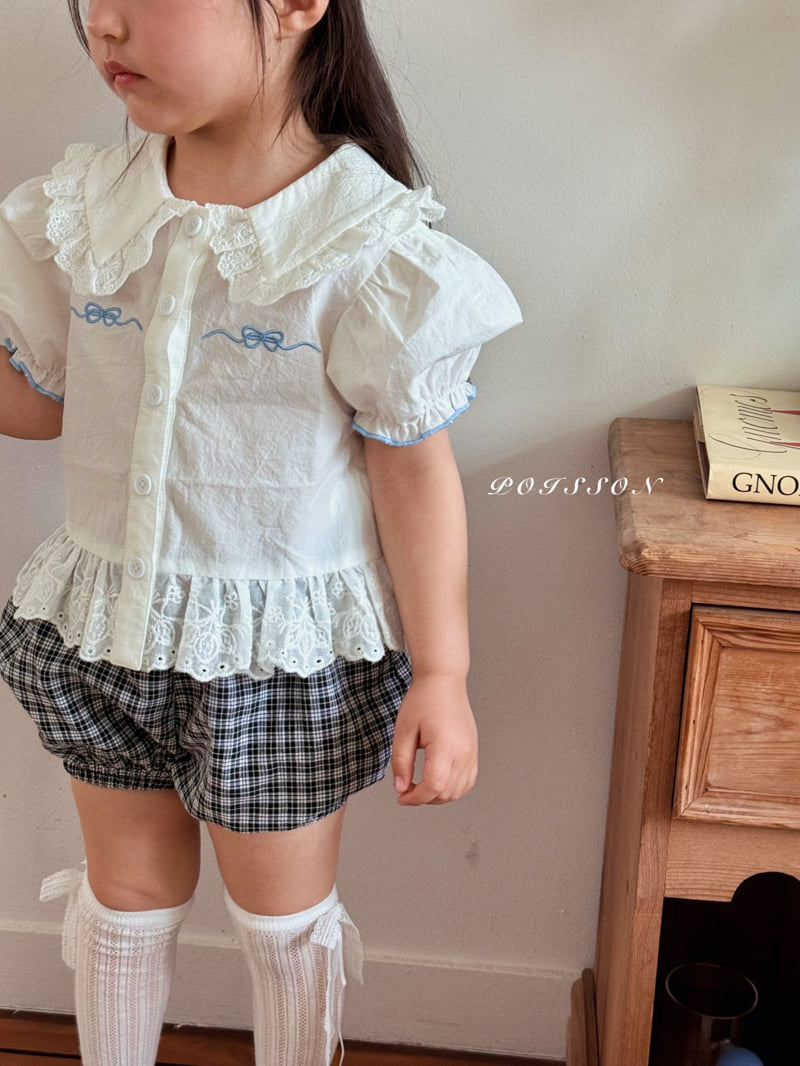Poisson - Korean Children Fashion - #kidsstore - Ribbon Embroidery Blouse - 4