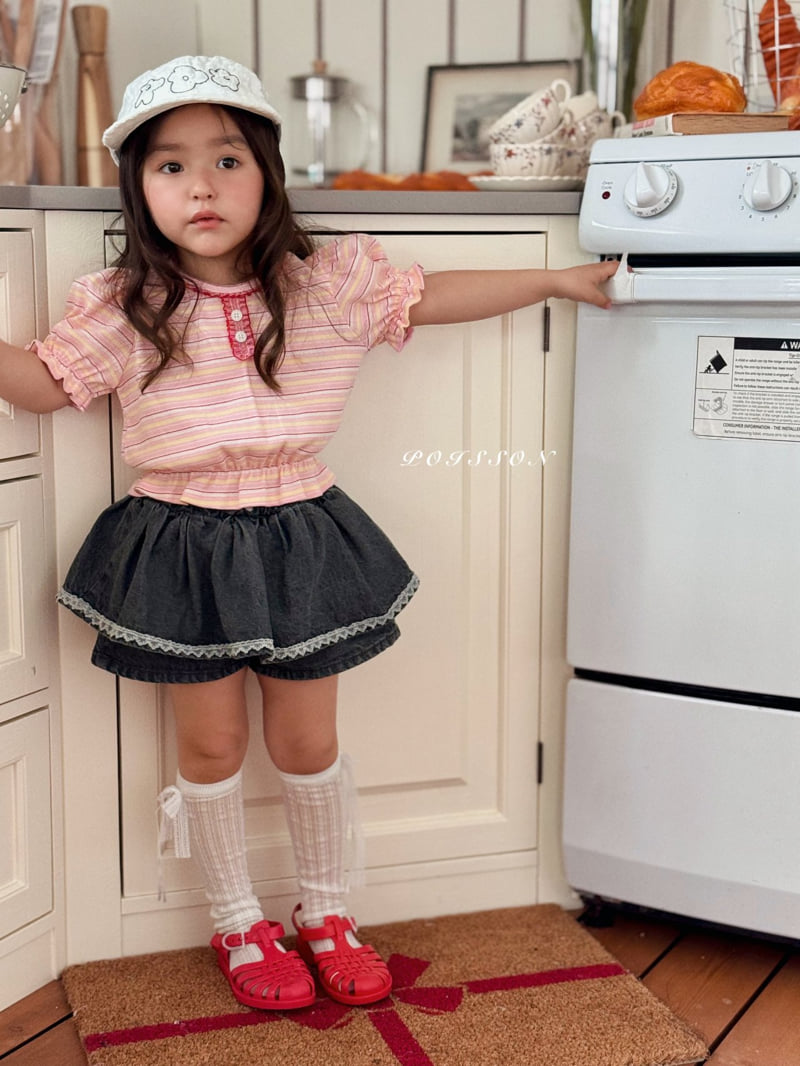 Poisson - Korean Children Fashion - #littlefashionista - Striped Puff Tee - 7