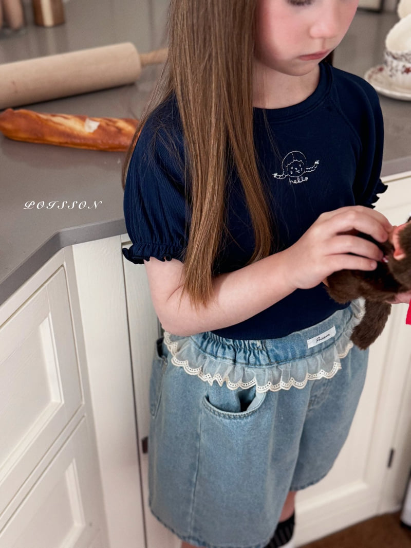Poisson - Korean Children Fashion - #magicofchildhood - Lala Lace Shorts Denim - 6