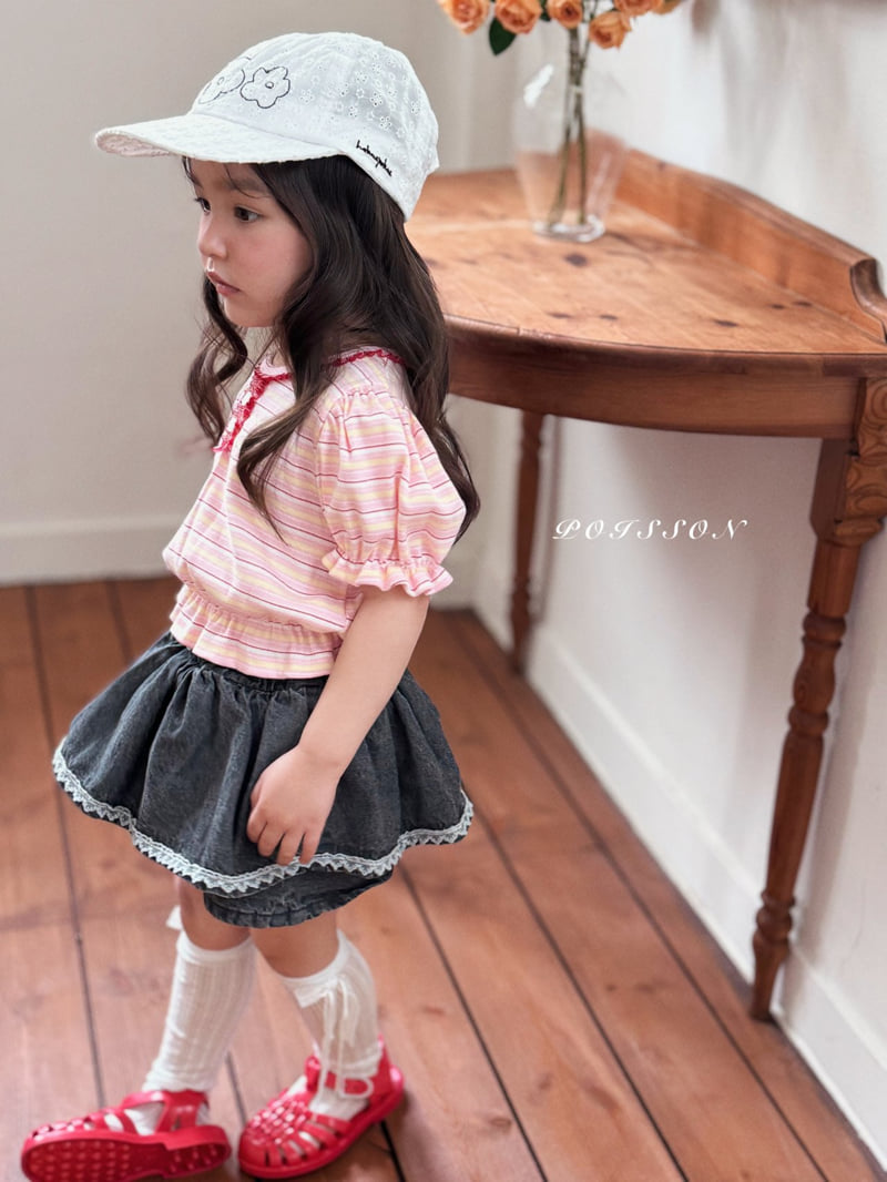 Poisson - Korean Children Fashion - #prettylittlegirls - Striped Puff Tee - 10