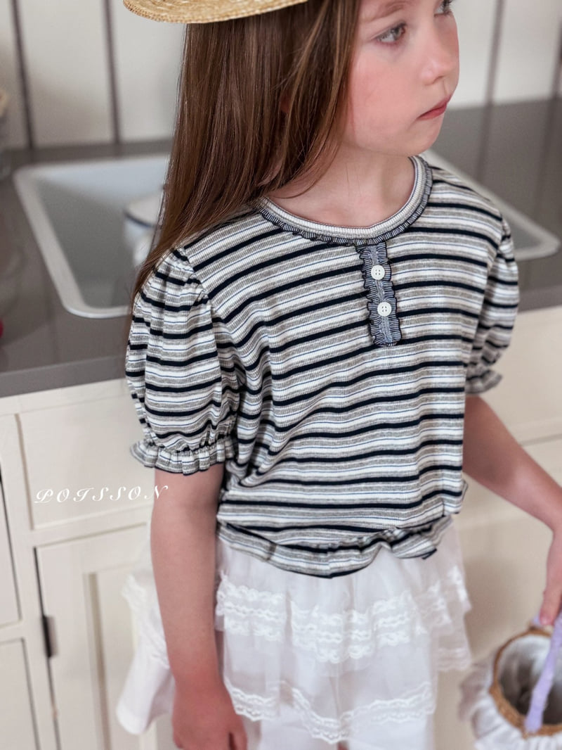 Poisson - Korean Children Fashion - #todddlerfashion - Striped Puff Tee - 11