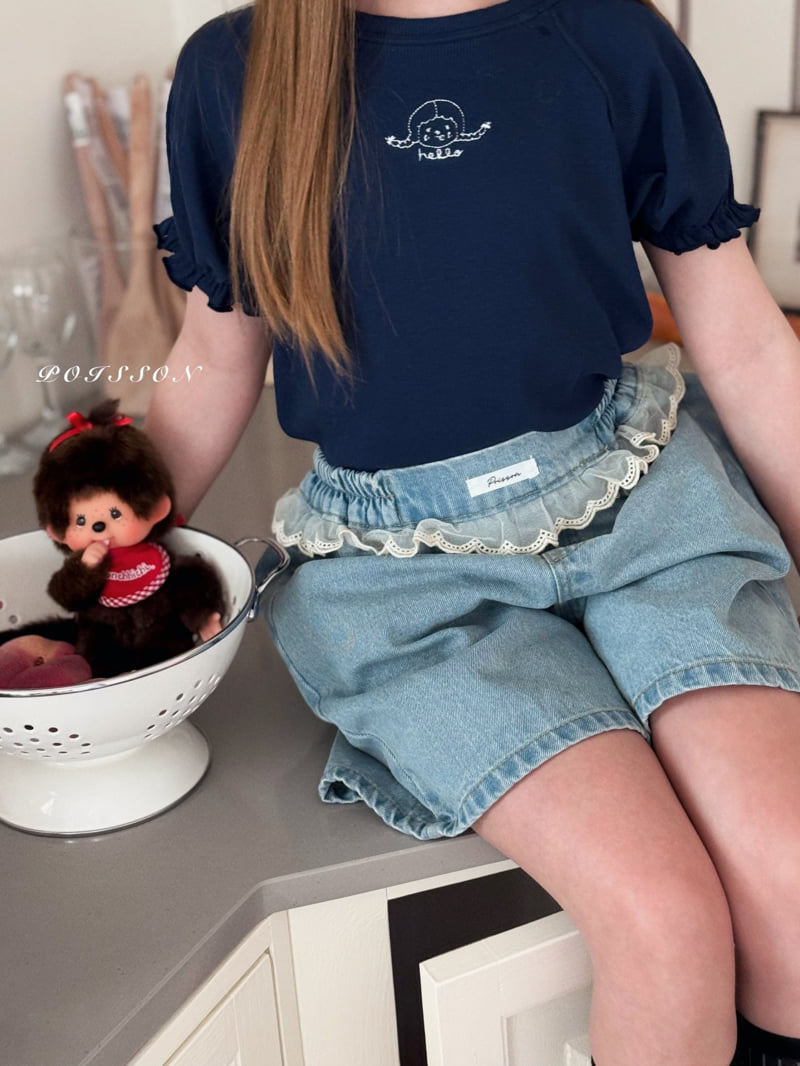 Poisson - Korean Children Fashion - #todddlerfashion - Lala Lace Shorts Denim - 9