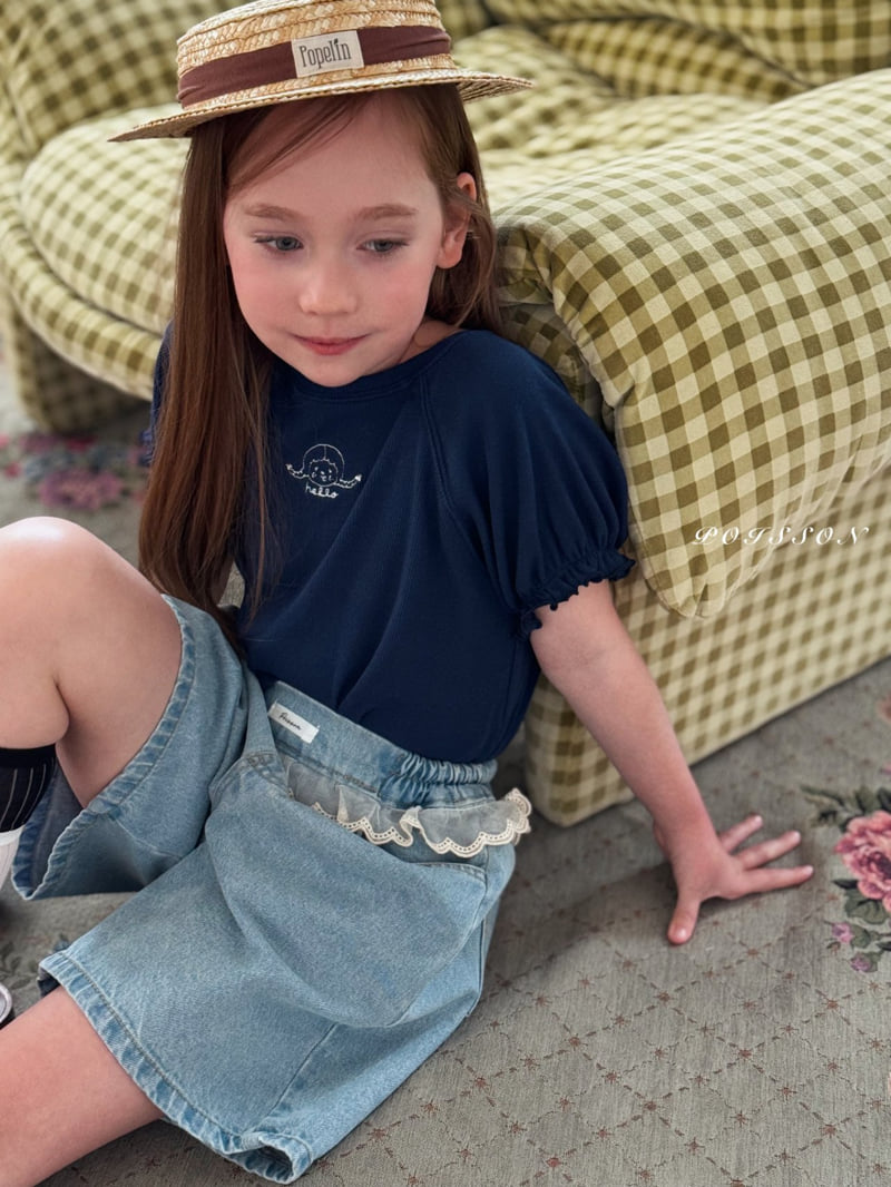 Poisson - Korean Children Fashion - #toddlerclothing - Lala Lace Shorts Denim - 10