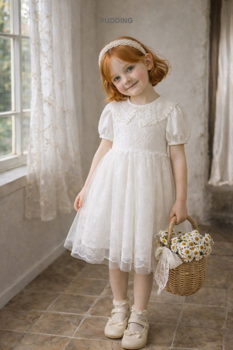Pudding - Korean Children Fashion - #Kfashion4kids - Flower Mesh One-piece - 3