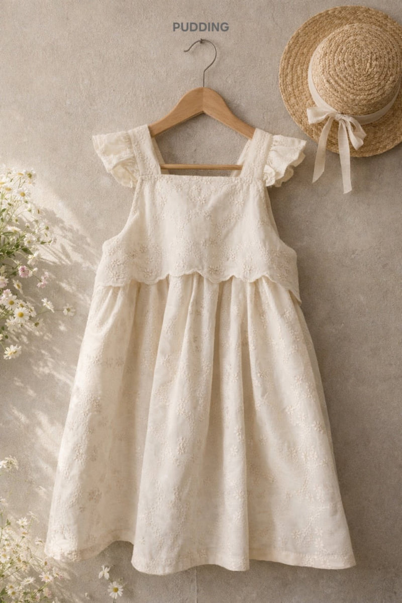 Pudding - Korean Children Fashion - #Kfashion4kids - Embroidery One-piece
