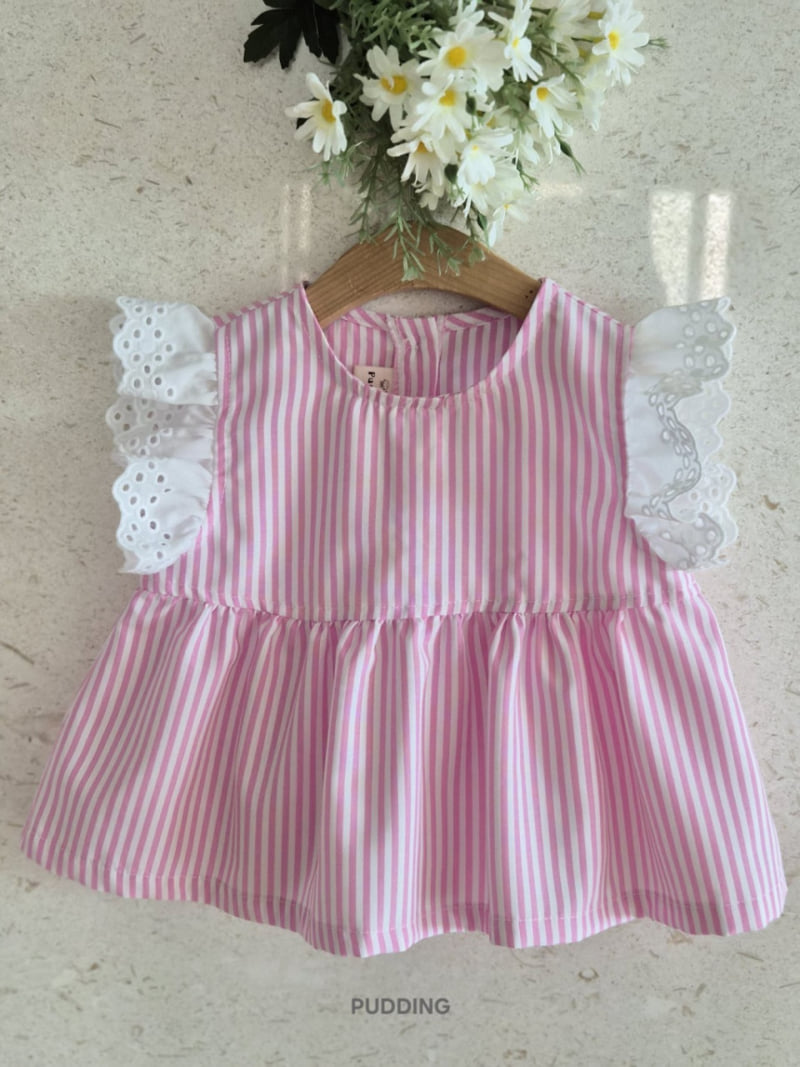 Pudding - Korean Children Fashion - #kidsshorts - Stripe Blouse - 2