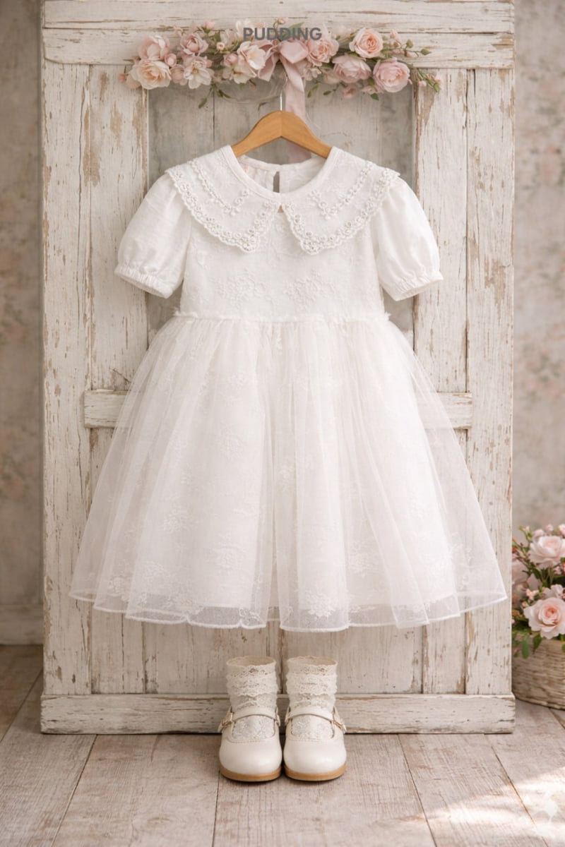 Pudding - Korean Children Fashion - #minifashionista - Flower Mesh One-piece - 6