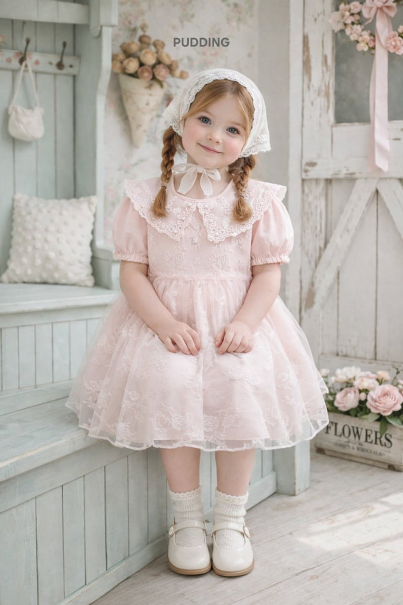 Pudding - Korean Children Fashion - #prettylittlegirls - Flower Mesh One-piece - 7