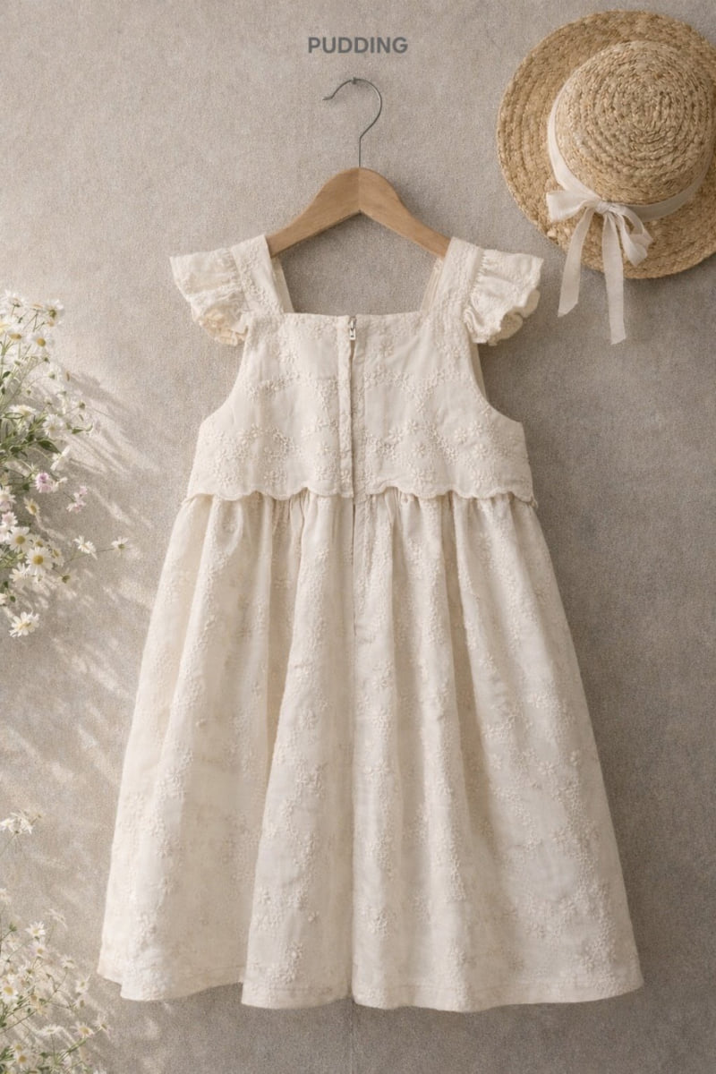 Pudding - Korean Children Fashion - #prettylittlegirls - Embroidery One-piece - 5