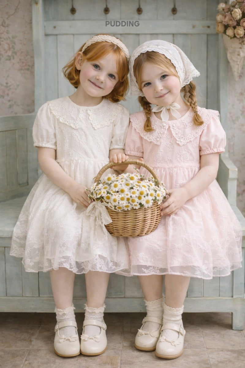 Pudding - Korean Children Fashion - #stylishchildhood - Flower Mesh One-piece - 10