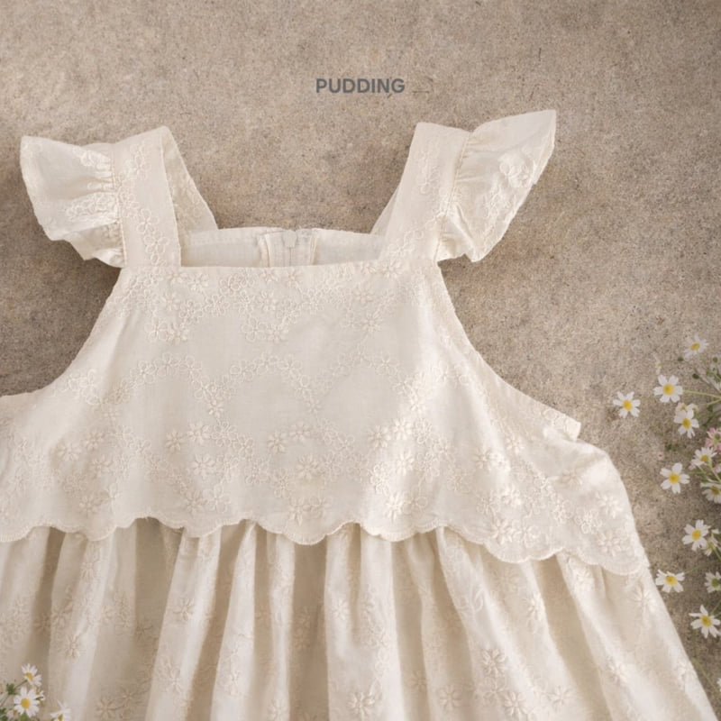 Pudding - Korean Children Fashion - #todddlerfashion - Embroidery One-piece - 6