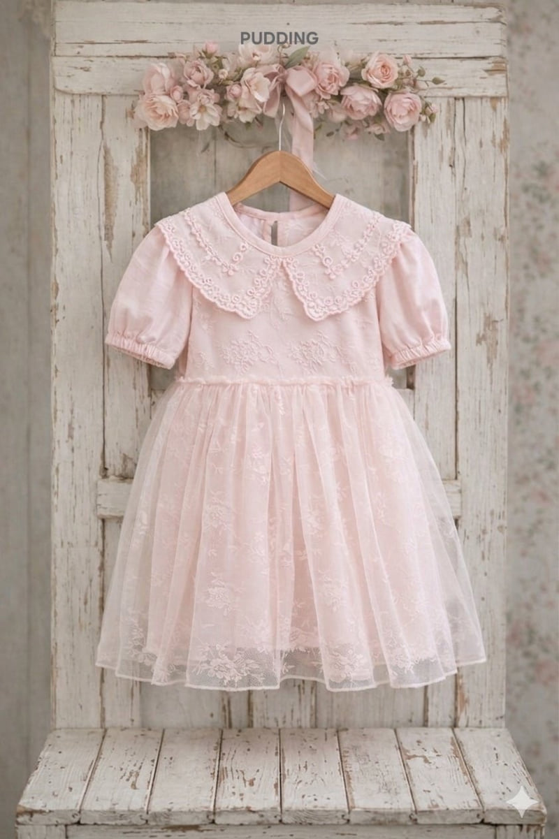 Pudding - Korean Children Fashion - #toddlerclothing - Flower Mesh One-piece - 9